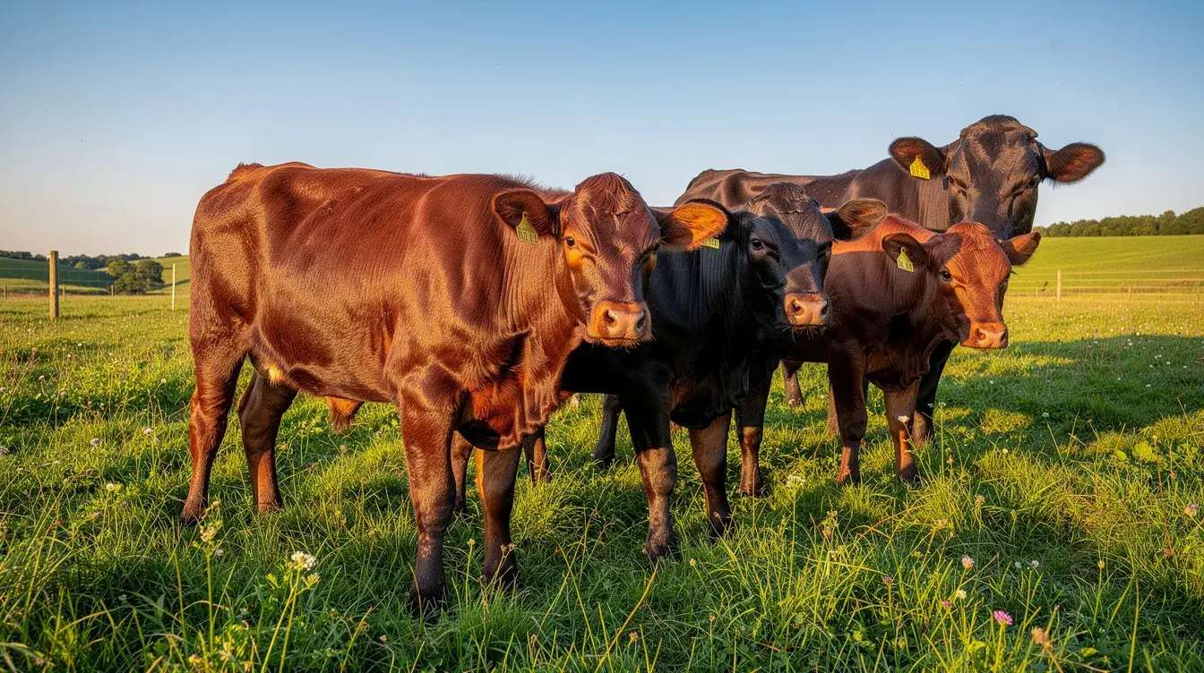 Beef cattle in pasture representing AP-5 cattle supplement and fescue toxin control