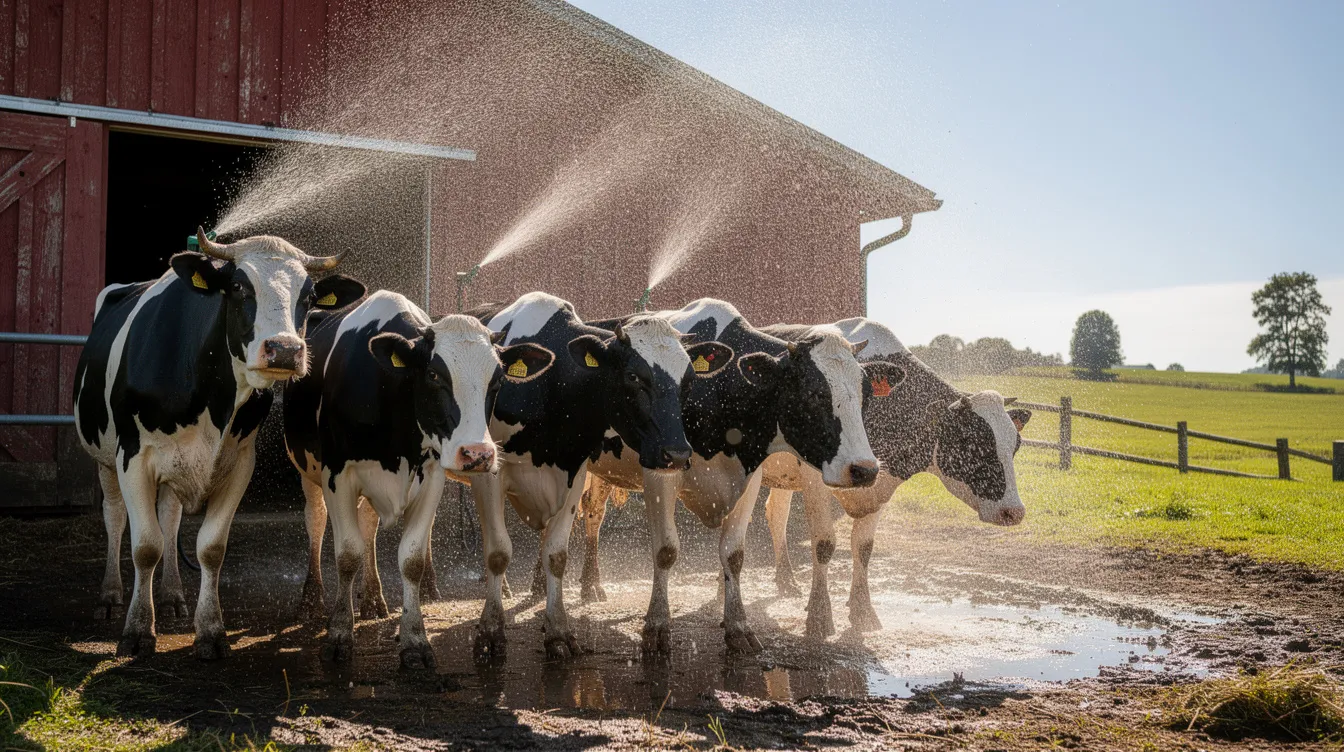 Dairy cows using water to cool off during summer heat stress